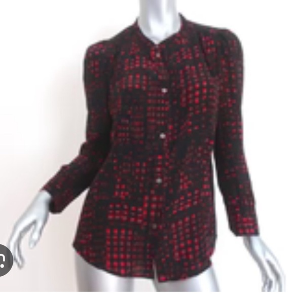 Isabel Marant Etoile Red and Black Silk Blouse Size 0 - Picture 4 of 4